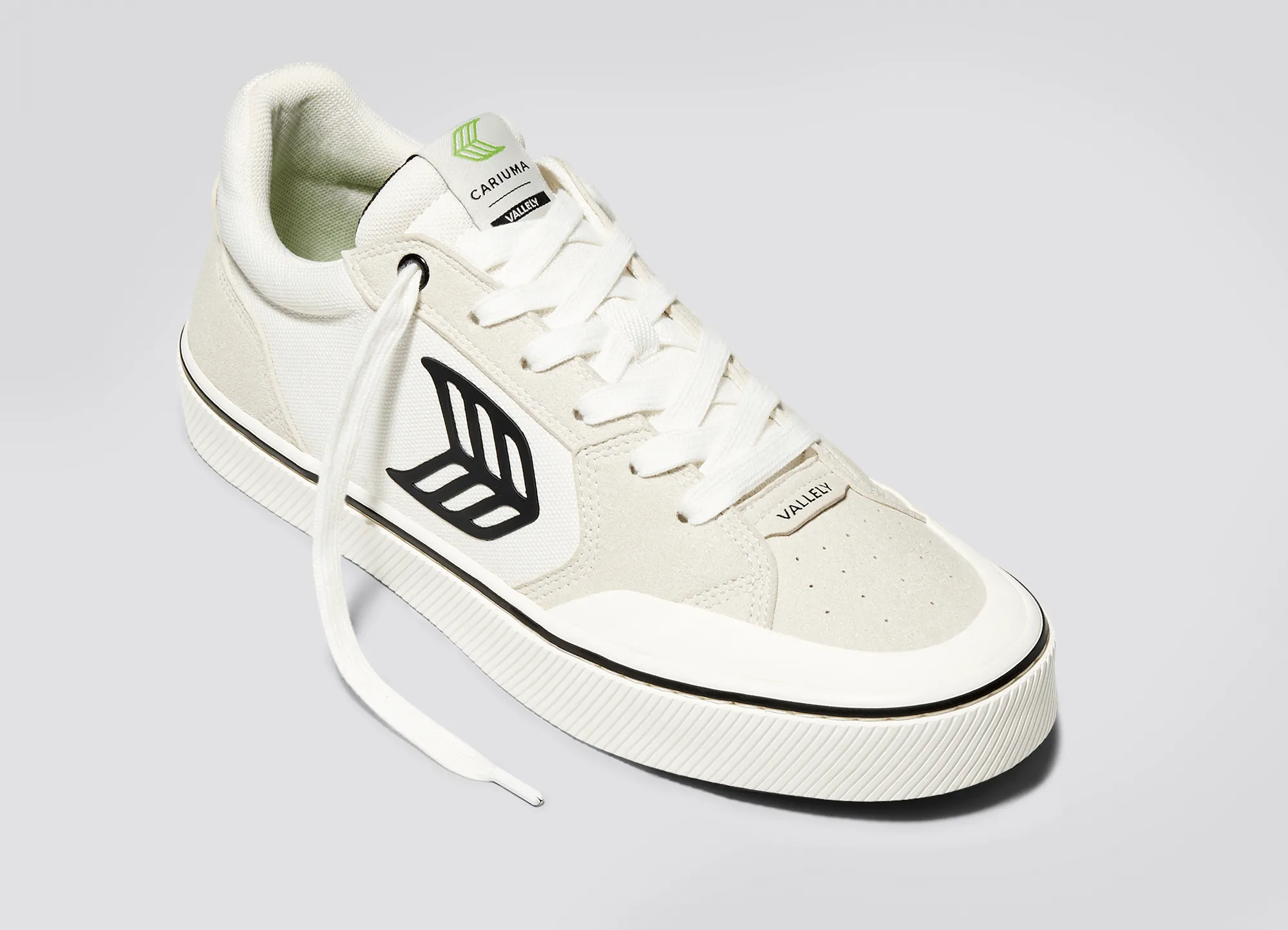 VALLELY PRO Vintage White Suede and Off-White Cordura Black Logo Sneaker Women sold by Cariuma product image thumbnail 4