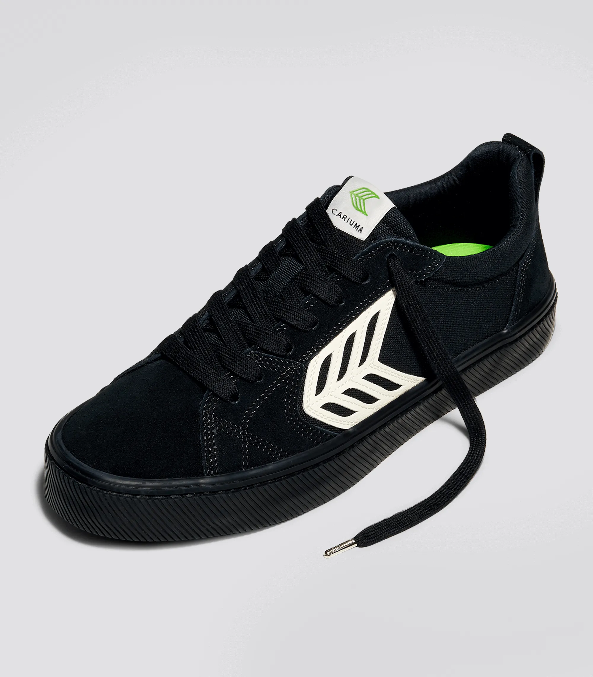 CATIBA PRO Low All Black Suede and Canvas Ivory Logo Sneaker Women Left sold by Cariuma product image thumbnail 2