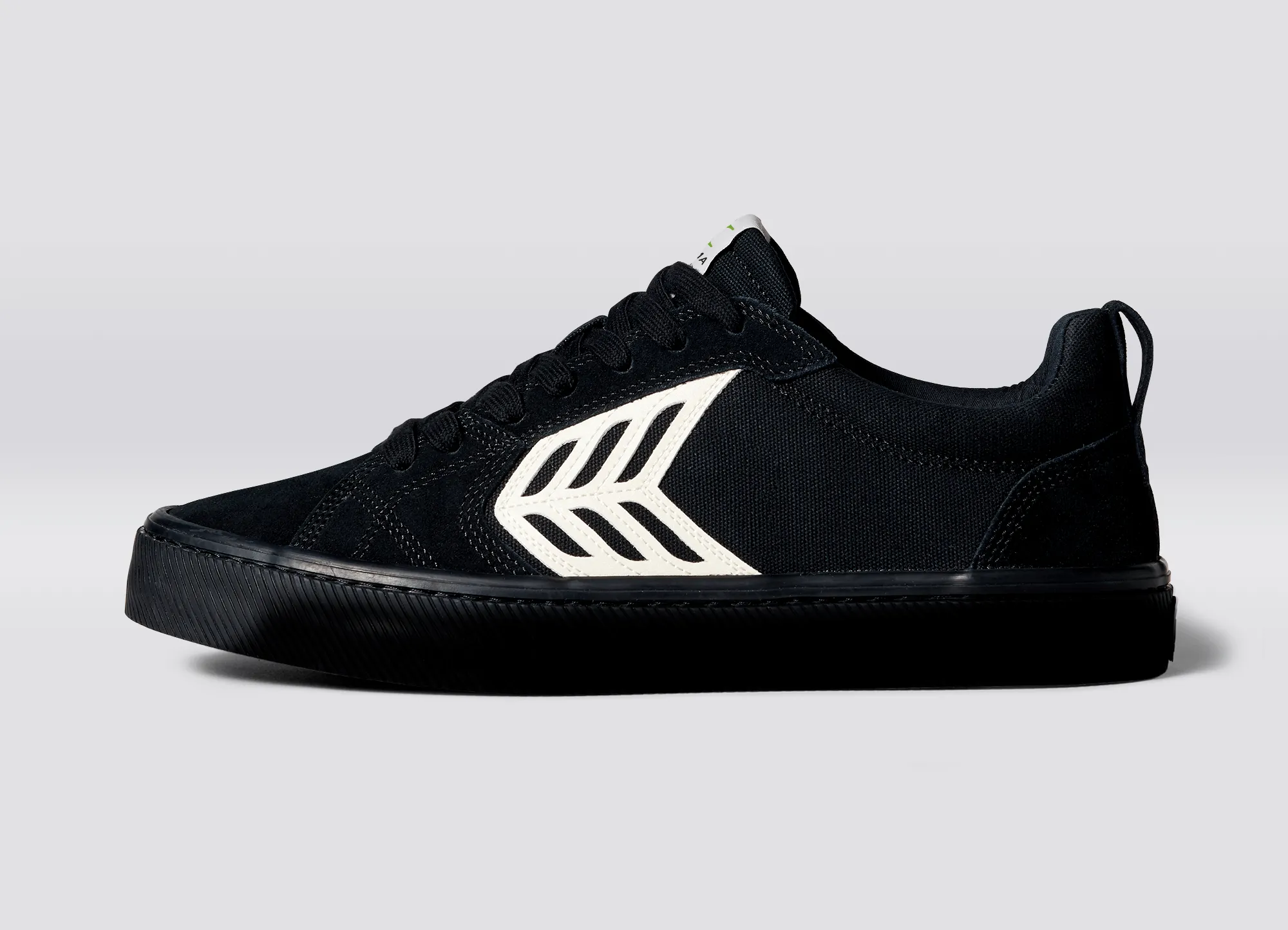 CATIBA PRO Low All Black Suede and Canvas Ivory Logo Sneaker Women Left sold by Cariuma product image thumbnail 3