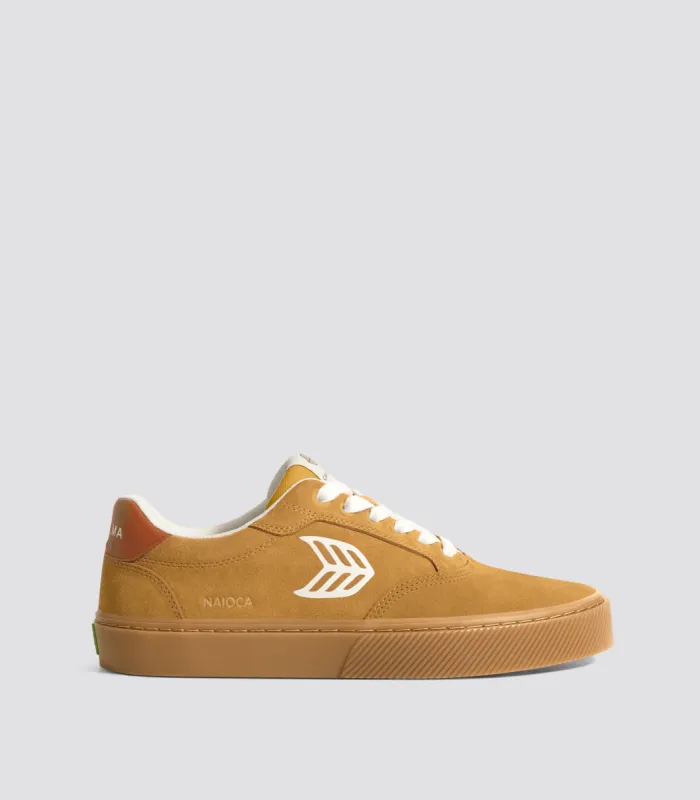 NAIOCA Gum Lemon Curry Suede Ivory Logo Burnt Orange Sneaker Men sold by Cariuma