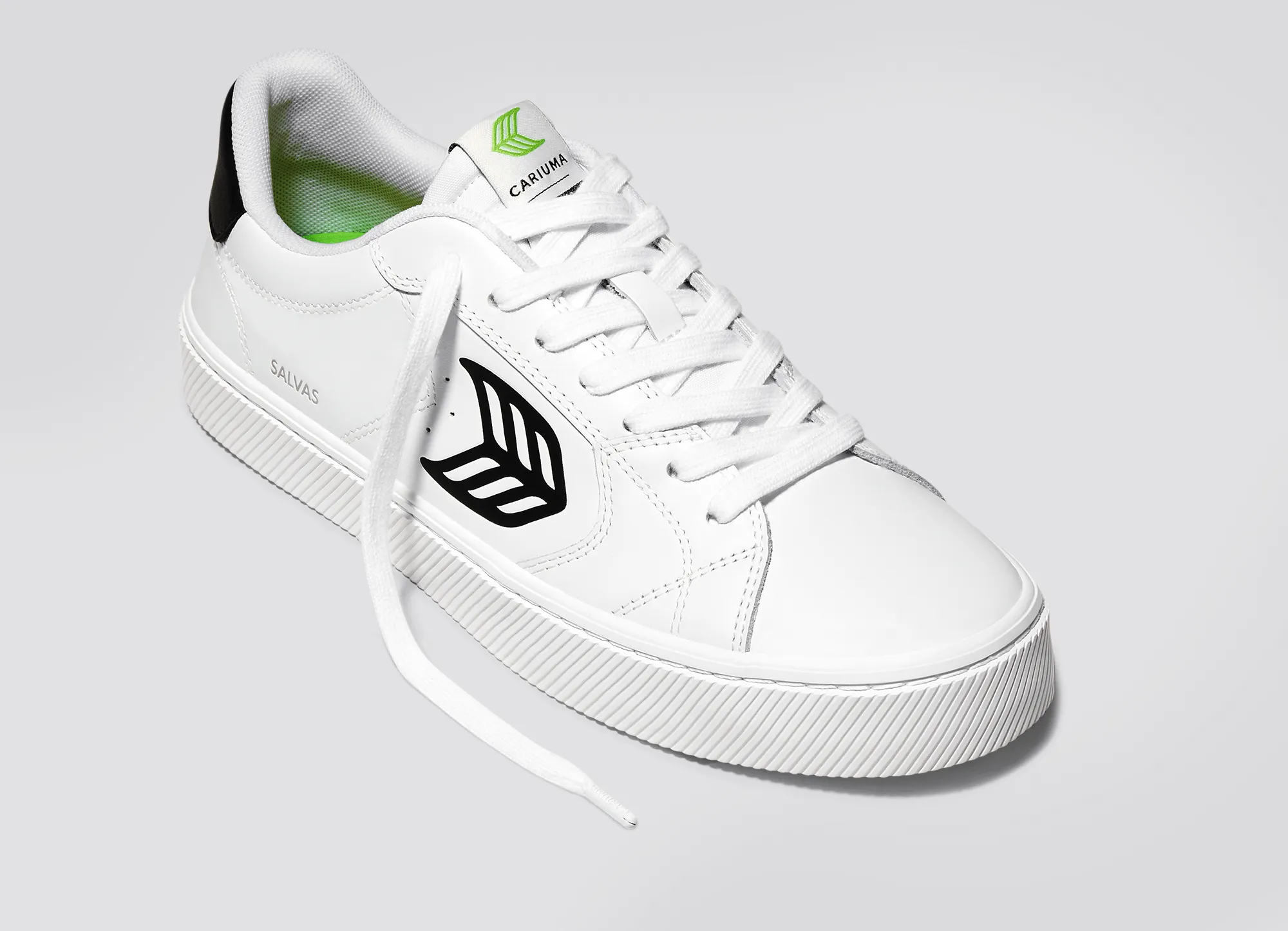 SALVAS White Leather Black Logo Sneaker Men sold by Cariuma product image thumbnail 4