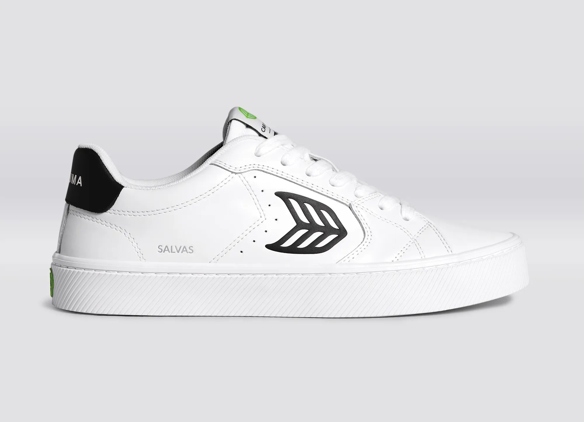 SALVAS White Leather Black Logo Sneaker Men sold by Cariuma product image thumbnail 3