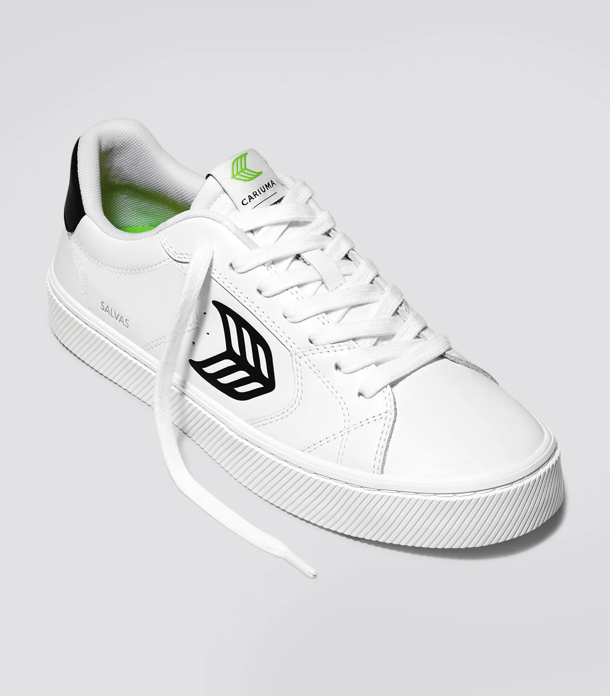 SALVAS White Leather Black Logo Sneaker Men sold by Cariuma product image thumbnail 2