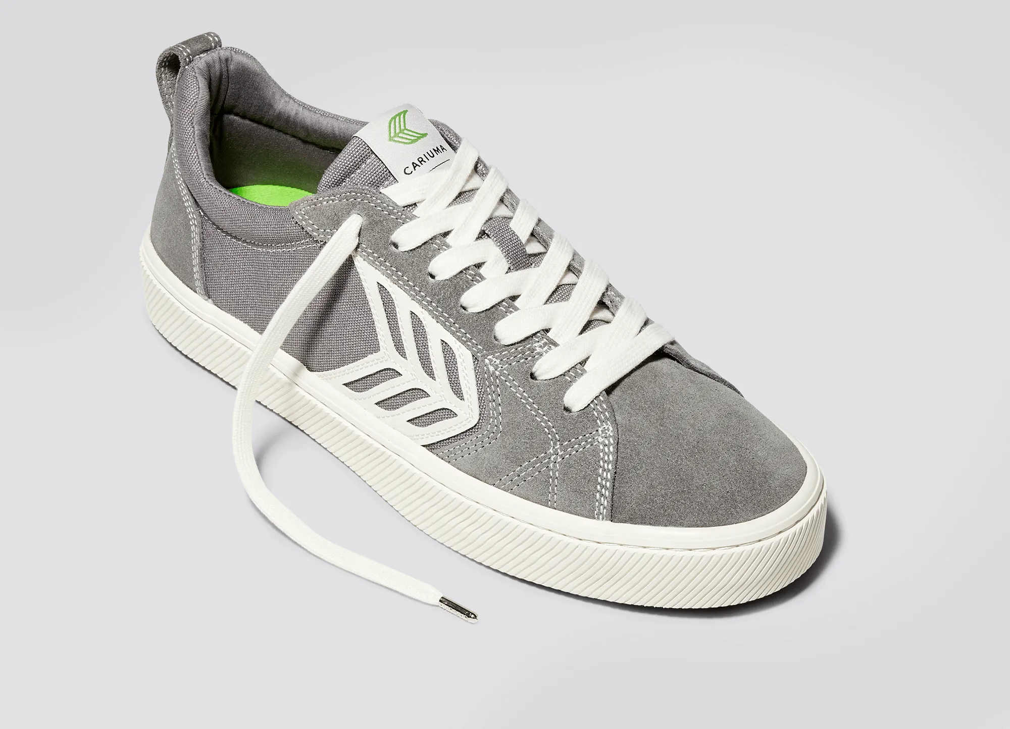 CATIBA PRO Low Charcoal Grey Suede and Canvas Contrast Thread Ivory Logo Sneaker Women Right sold by Cariuma product image thumbnail 4