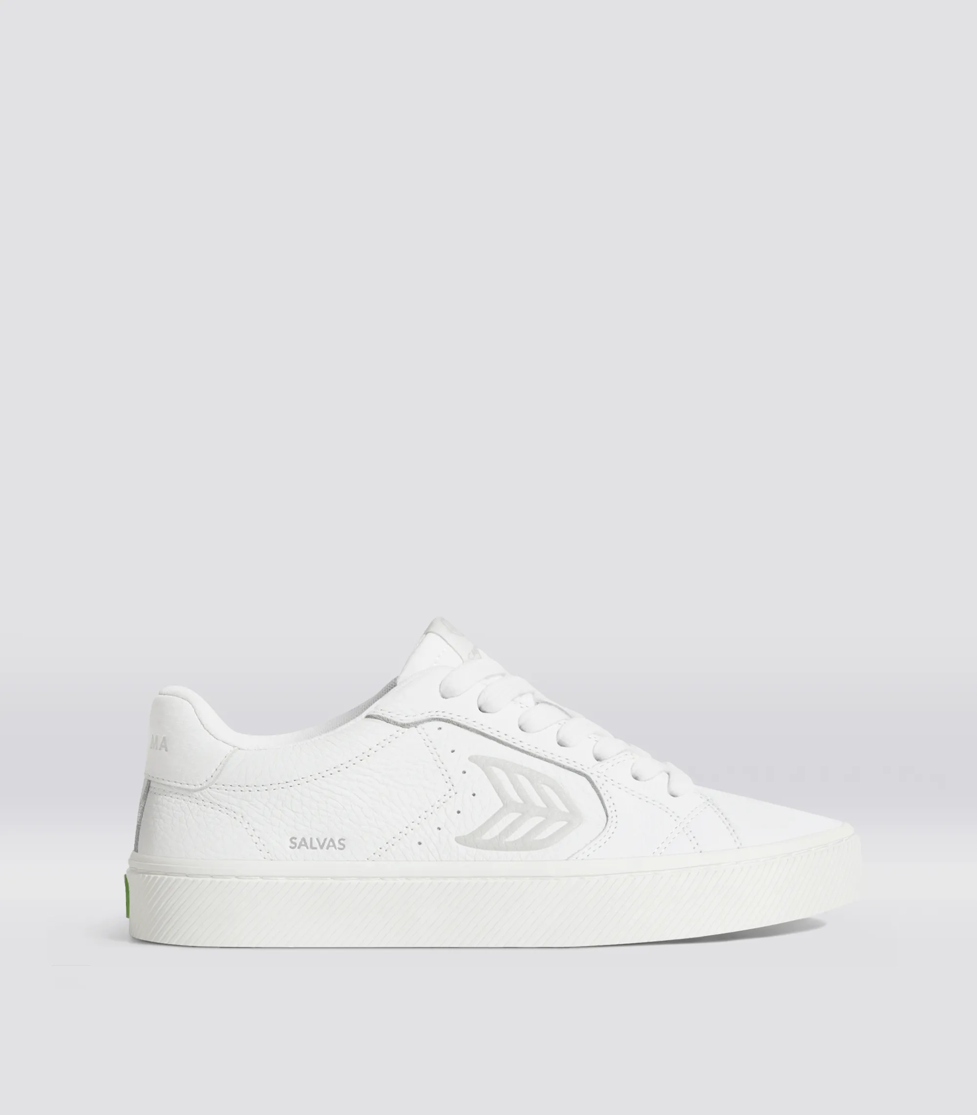 SALVAS White Premium Leather Ice Logo Sneaker Women sold by Cariuma