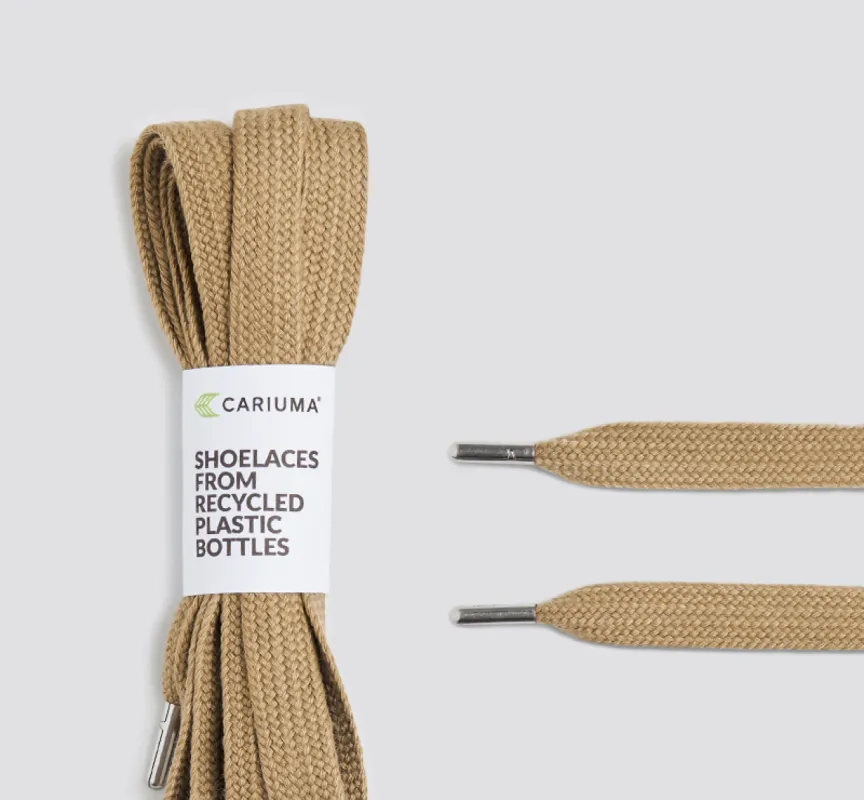 Shoe Lace Wide Burnt Sand with H Silver Tip sold by Cariuma