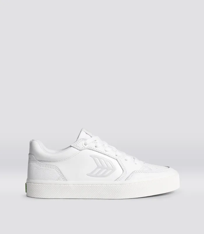 VALLELY White Leather Ice Logo Sneaker Women sold by Cariuma