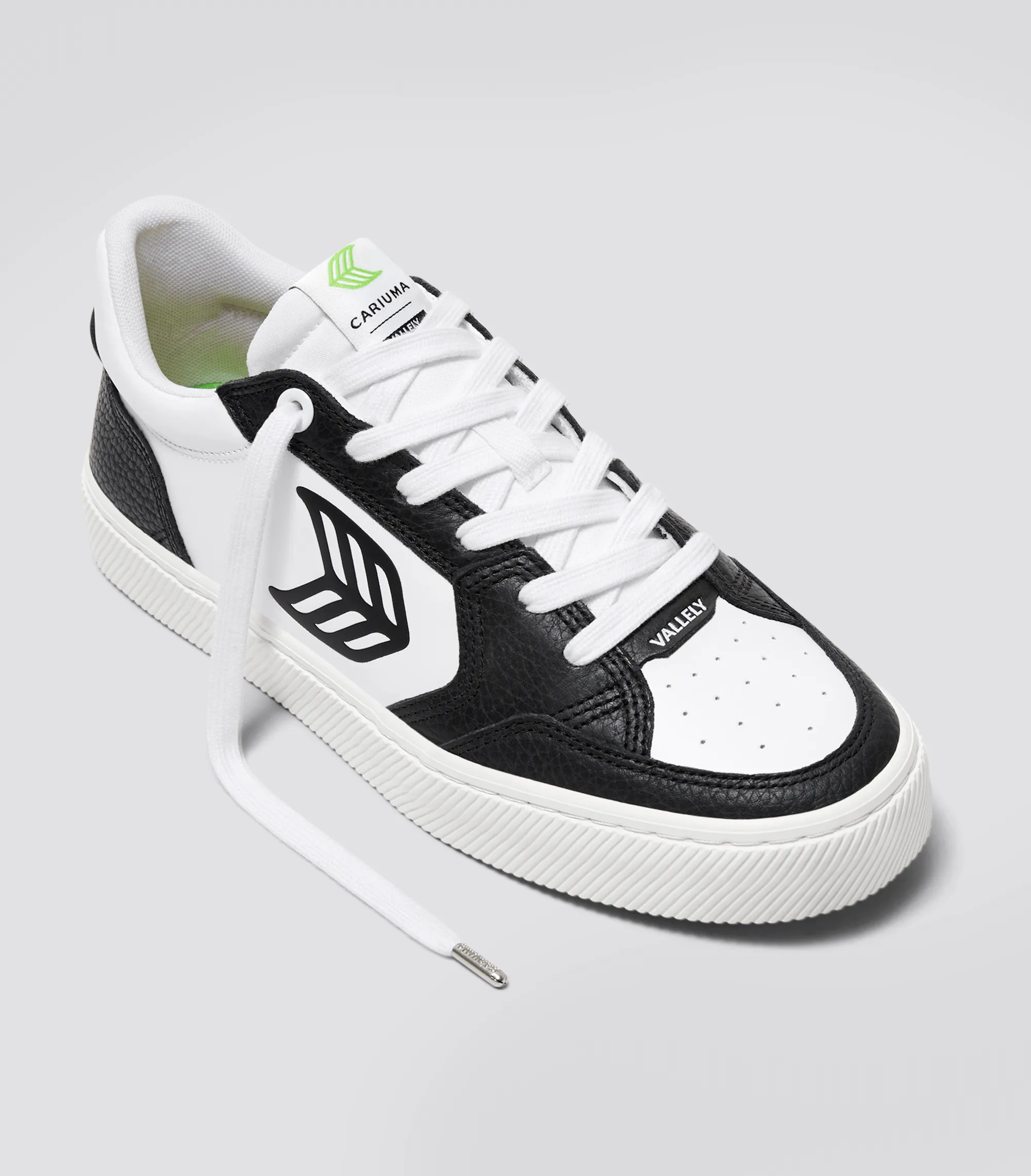 VALLELY White Leather Black Accents Sneaker Men sold by Cariuma product image thumbnail 2