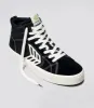 CATIBA PRO High Black Suede and Canvas Contrast Thread Ivory Logo Sneaker Women sold by Cariuma