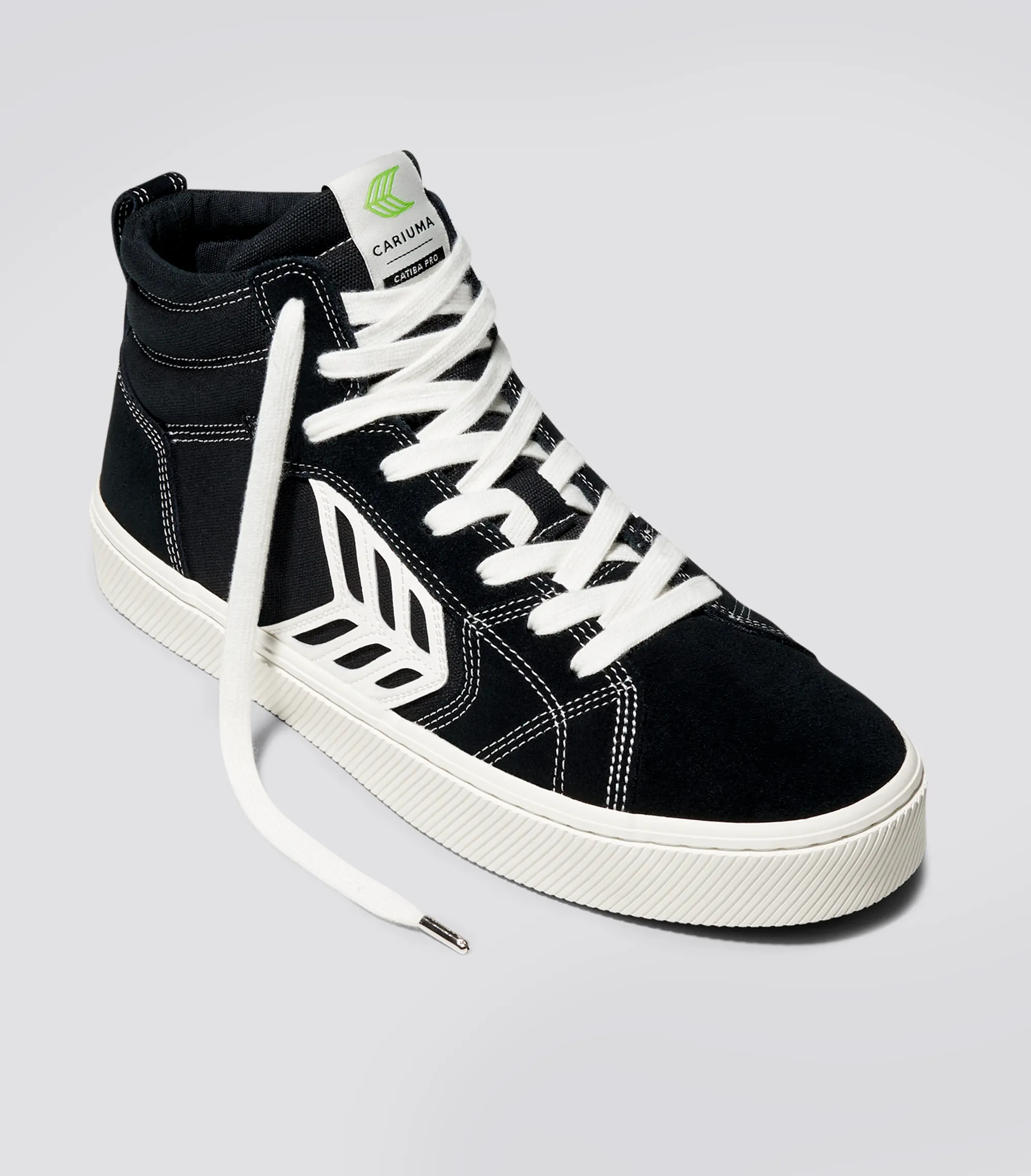 CATIBA PRO High Black Suede and Canvas Contrast Thread Ivory Logo Sneaker Women sold by Cariuma product image thumbnail 2