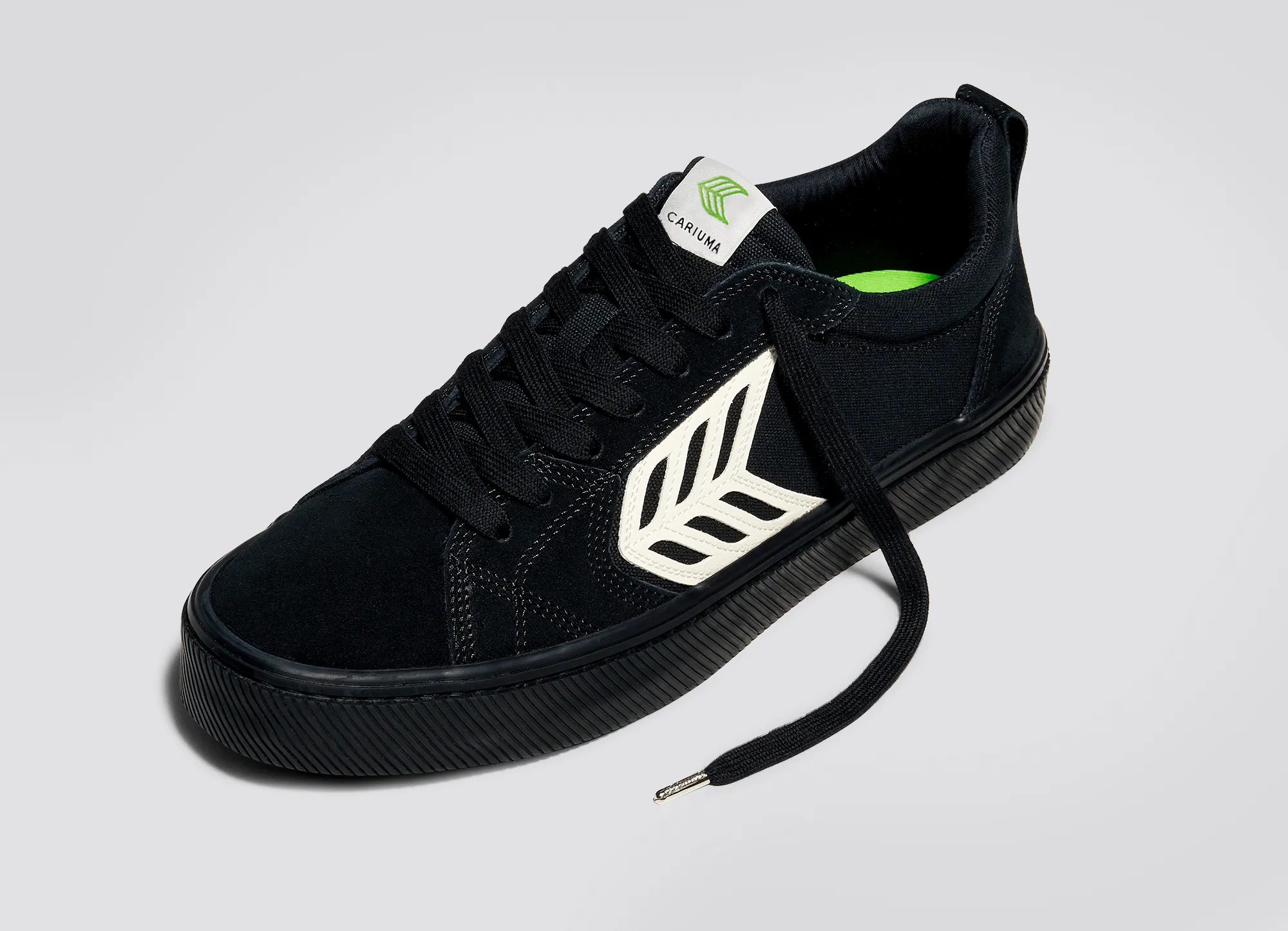 CATIBA PRO Low All Black Suede and Canvas Ivory Logo Sneaker Men Left sold by Cariuma product image thumbnail 4