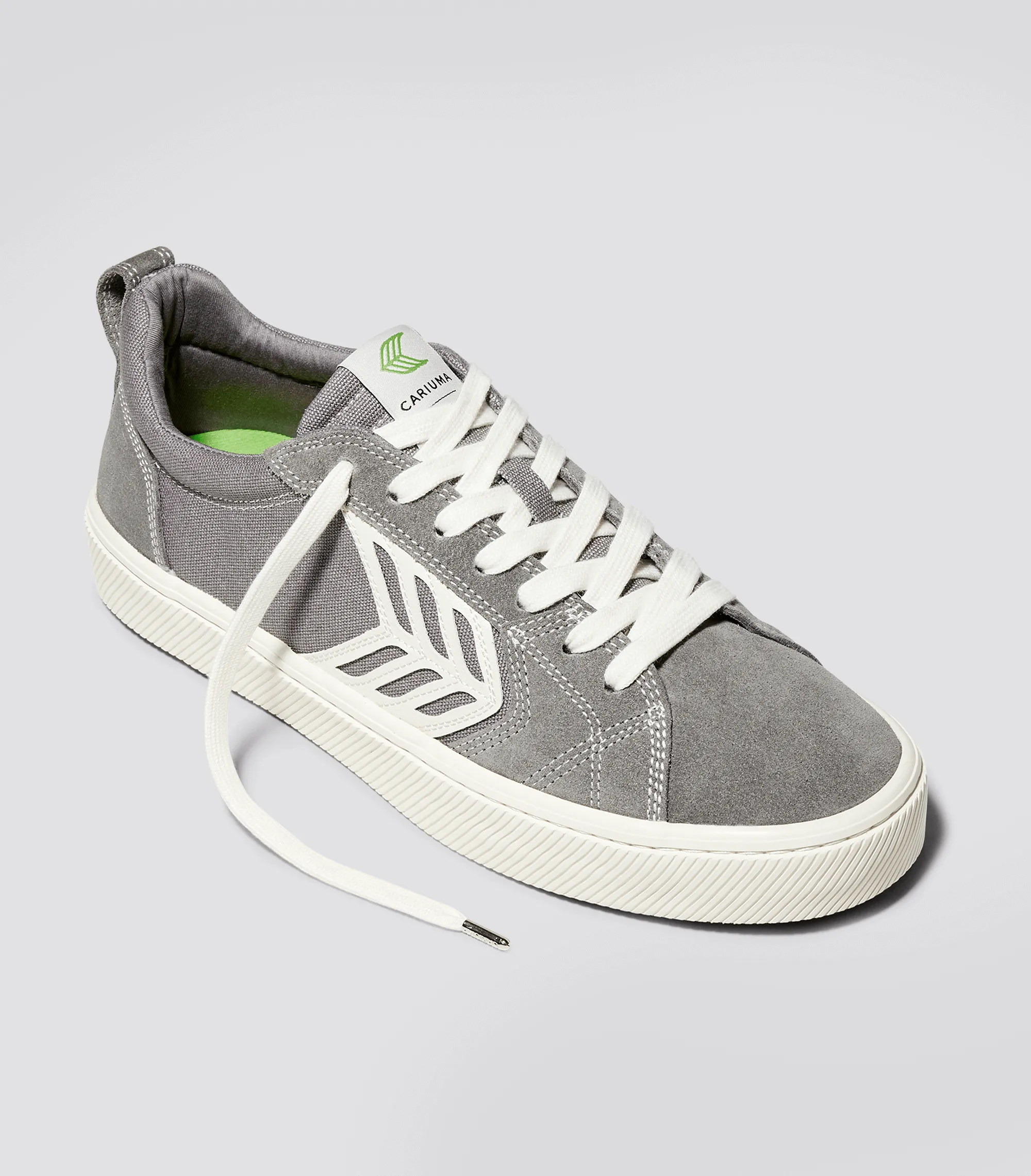 CATIBA PRO Low Charcoal Grey Suede and Canvas Contrast Thread Ivory Logo Sneaker Women sold by Cariuma product image thumbnail 2