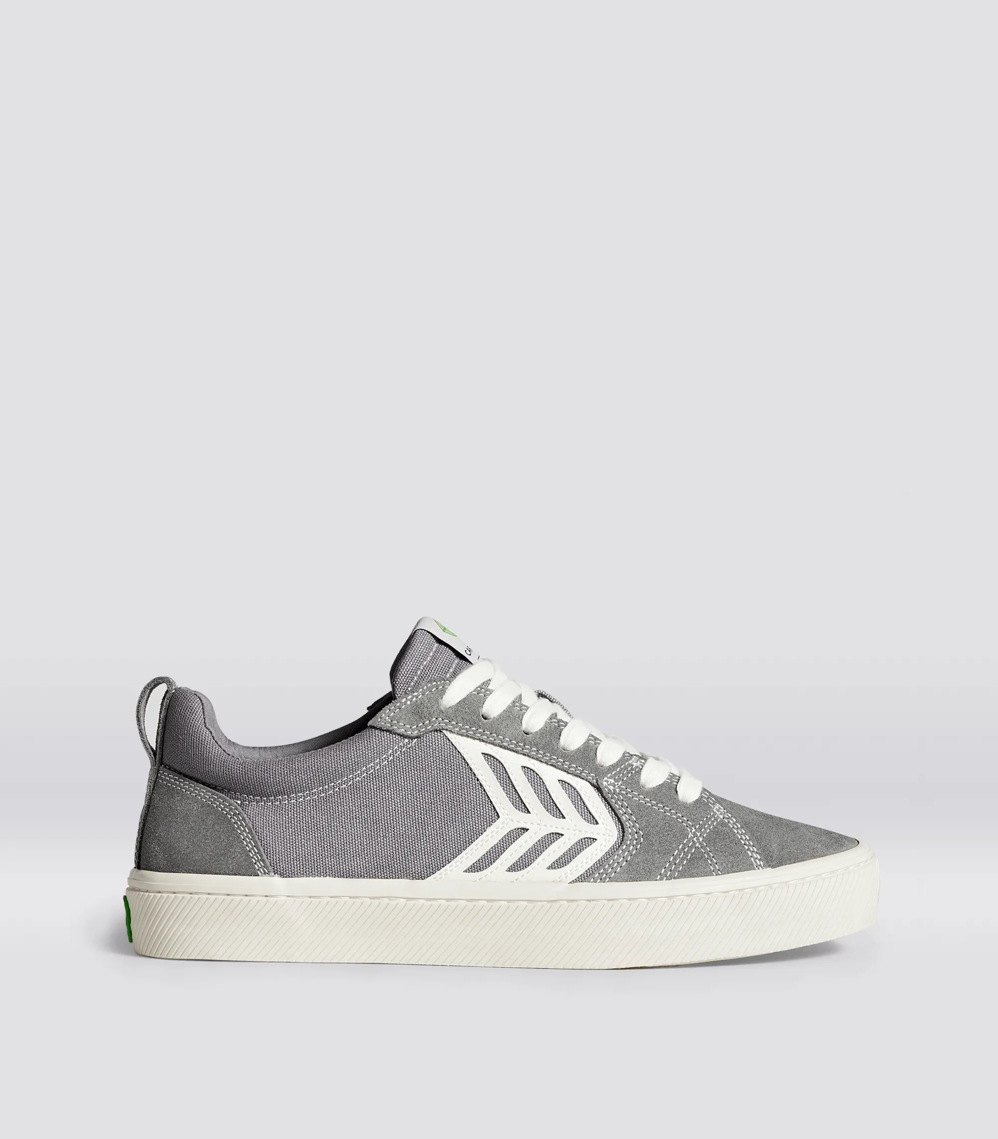 CATIBA PRO Low Charcoal Grey Suede and Canvas Contrast Thread Ivory Logo Sneaker Women sold by Cariuma