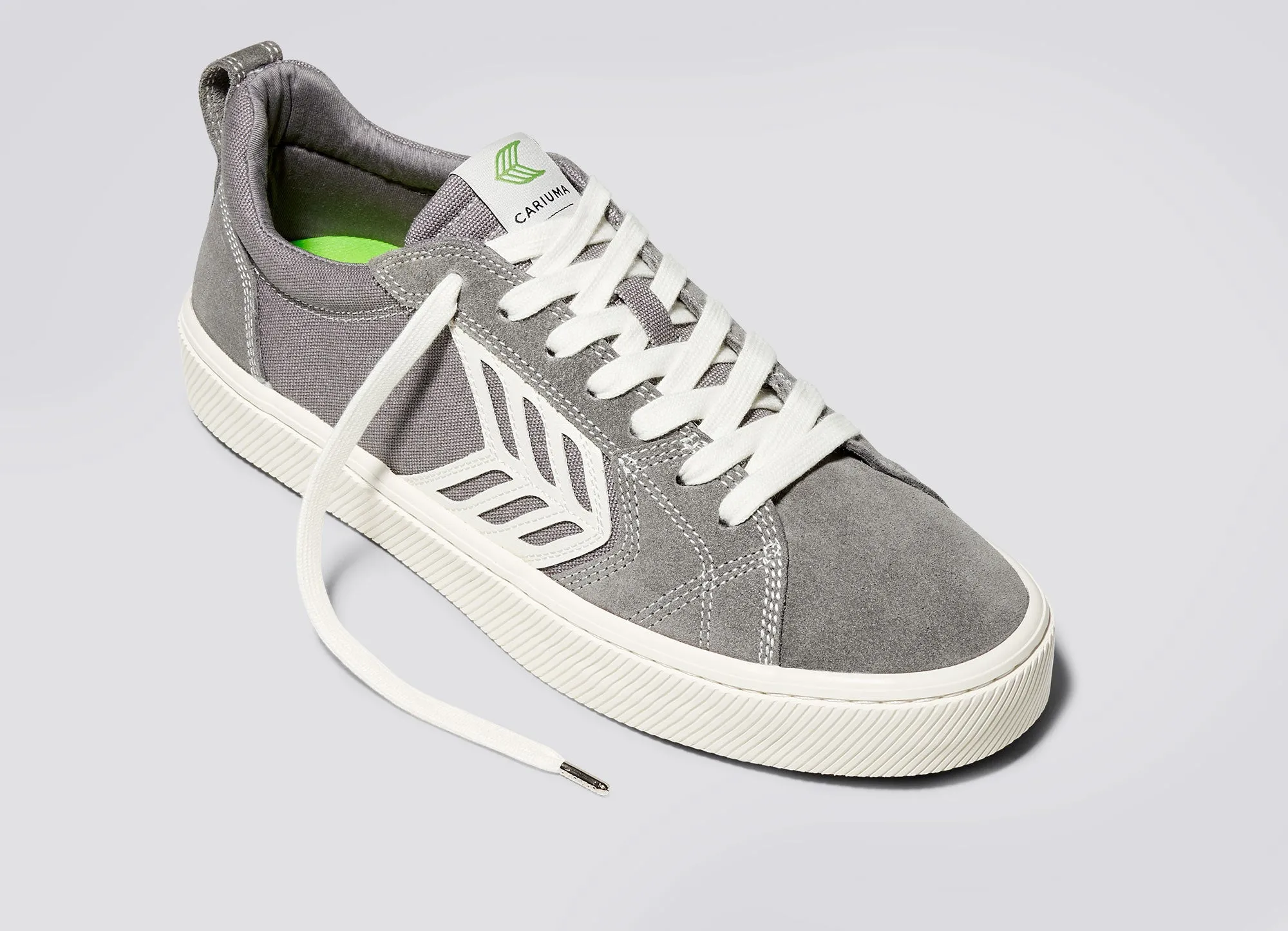 CATIBA PRO Low Charcoal Grey Suede and Canvas Contrast Thread Ivory Logo Sneaker Women sold by Cariuma product image thumbnail 4