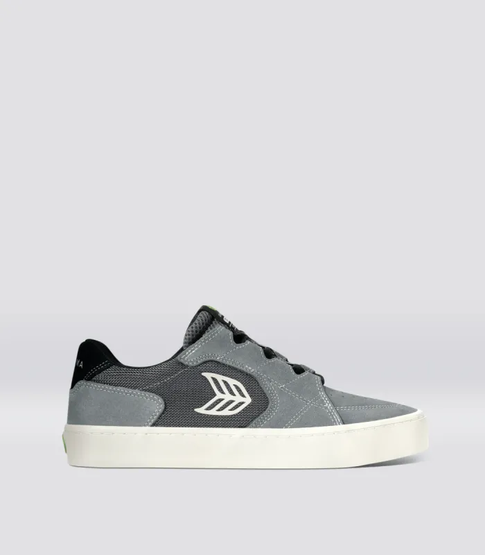 T20 PRO Charcoal Grey Suede and Mesh Ivory Logo Sneaker Men made by Cariuma