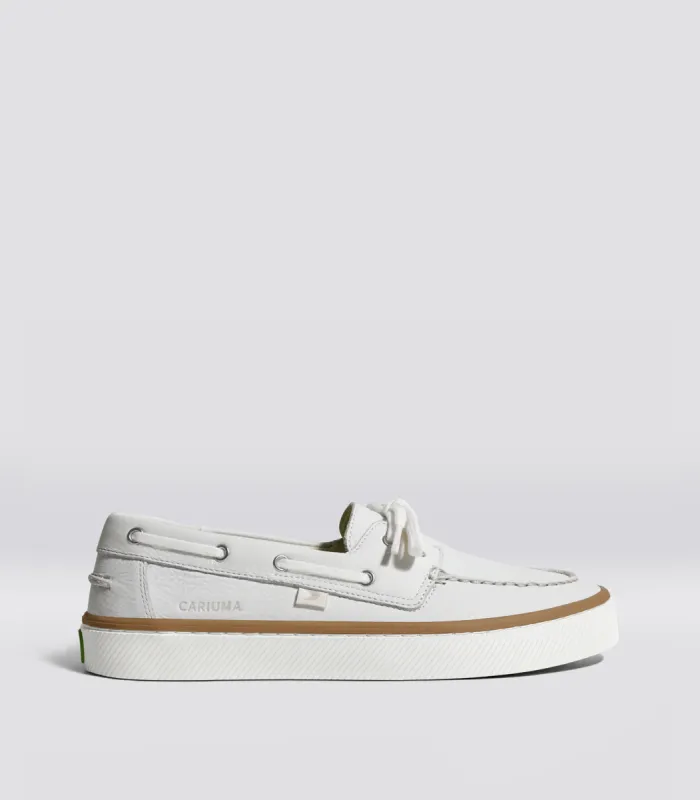 Mare Boat Shoe White Premium Leather Women sold by Cariuma