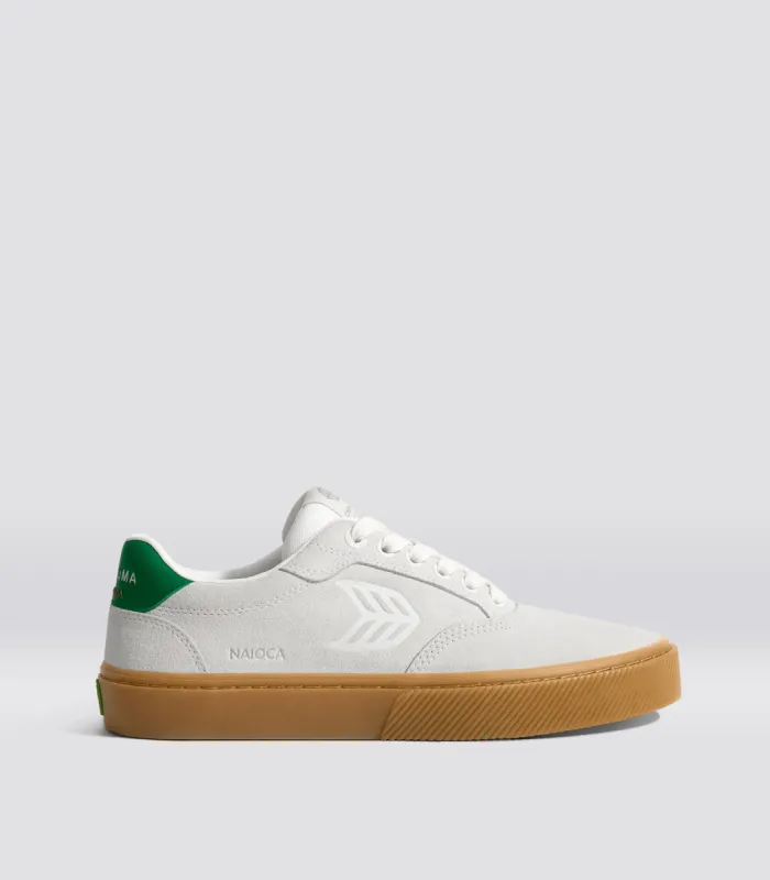 NAIOCA Gum Smoke White Suede Off-White Logo Green Sneaker Men sold by Cariuma