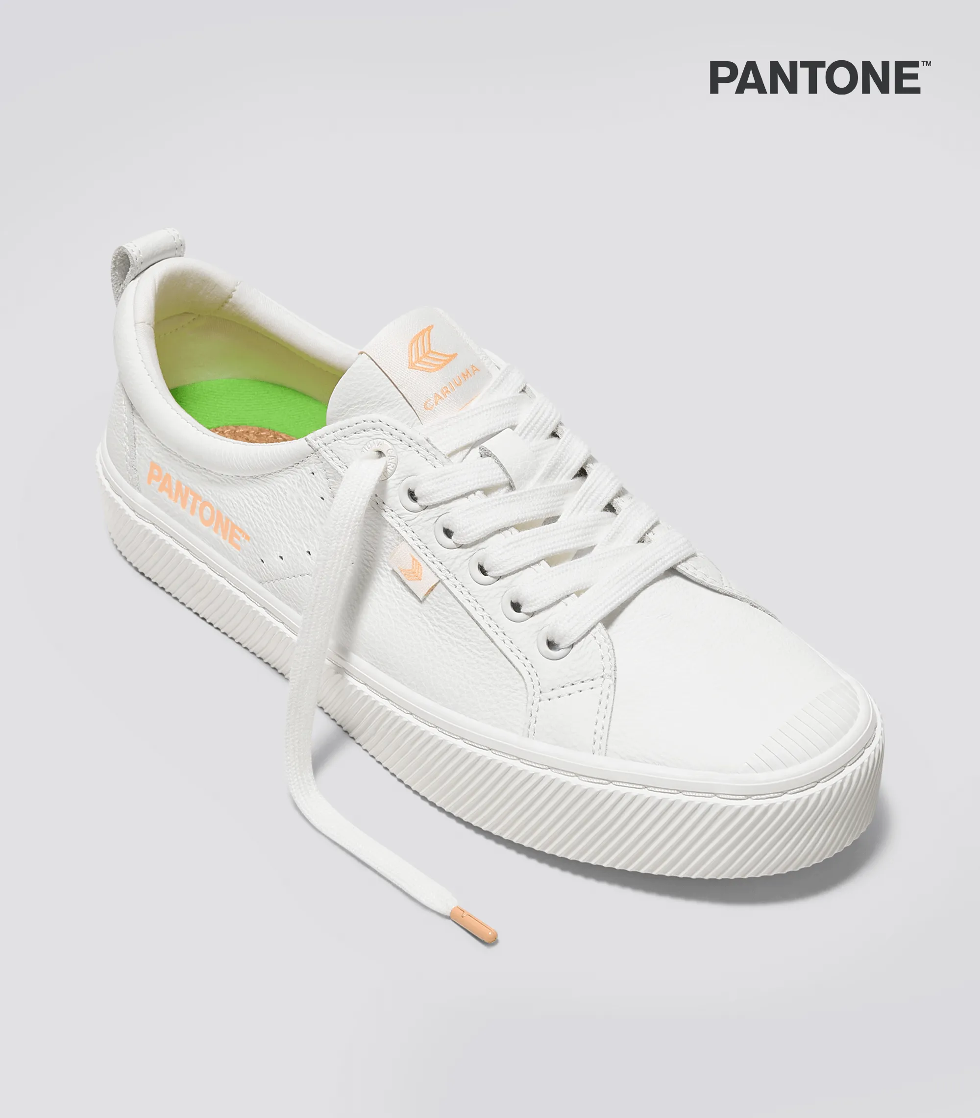 OCA Low Pantone White Premium Leather Peach Fuzz Sneaker Women sold by Cariuma product image thumbnail 2