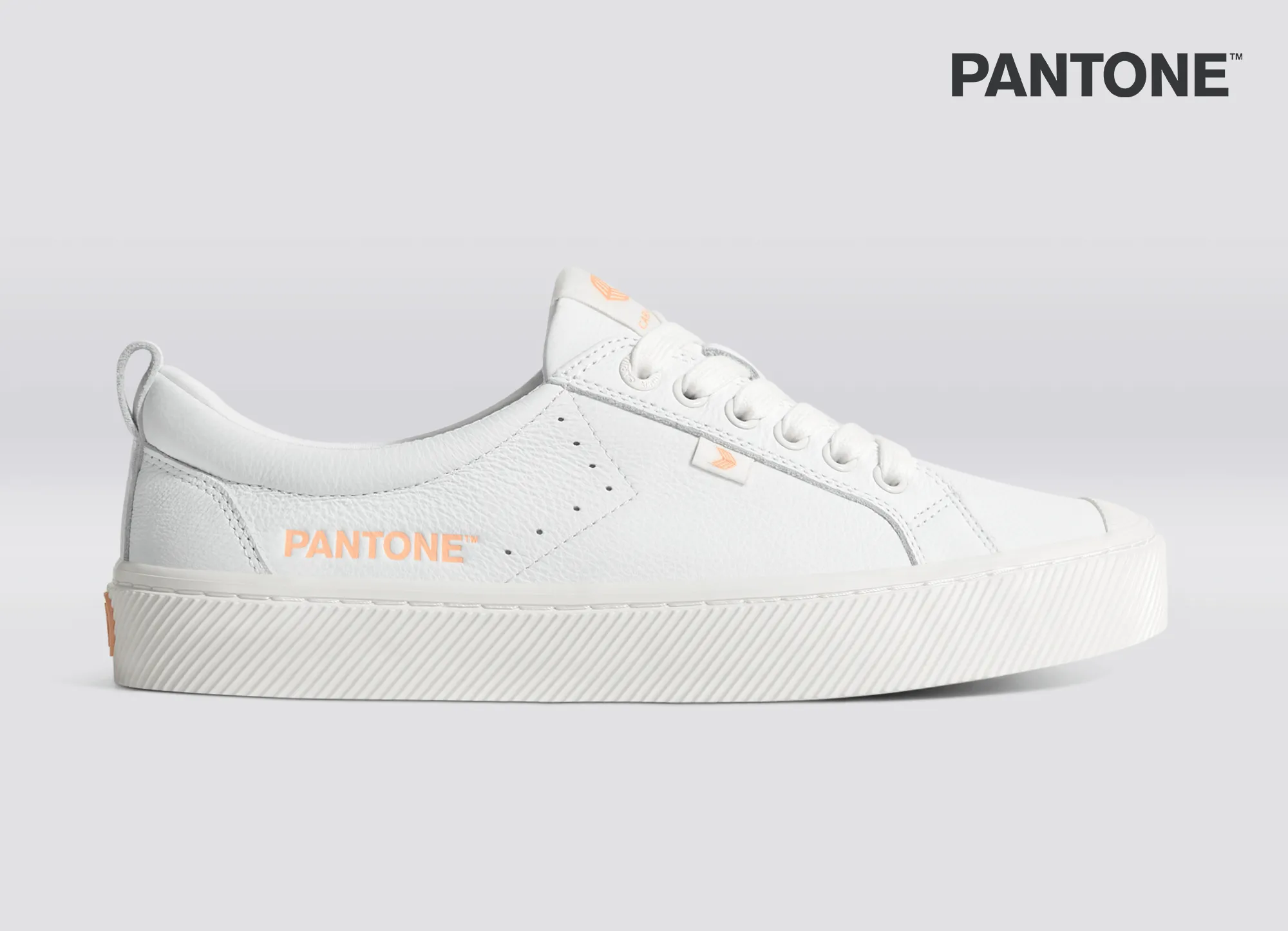 OCA Low Pantone White Premium Leather Peach Fuzz Sneaker Women sold by Cariuma product image thumbnail 3