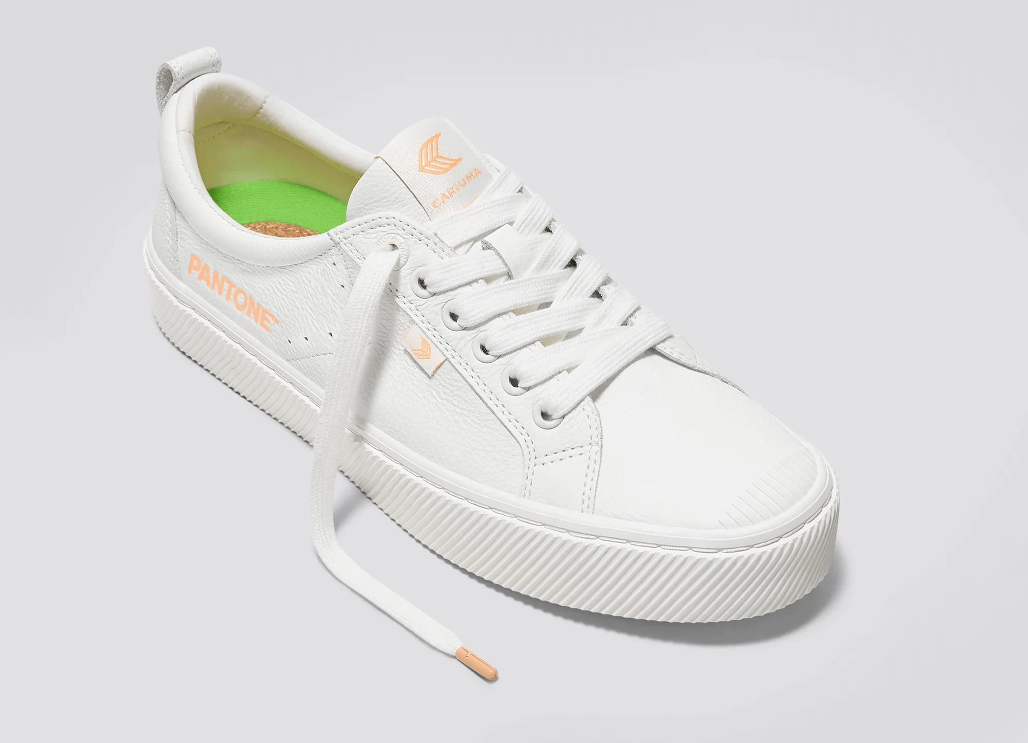 OCA Low Pantone White Premium Leather Peach Fuzz Sneaker Women sold by Cariuma product image thumbnail 4