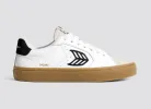 SALVAS Gum White Premium Leather Vintage White Suede Black Logo Sneaker Men sold by Cariuma