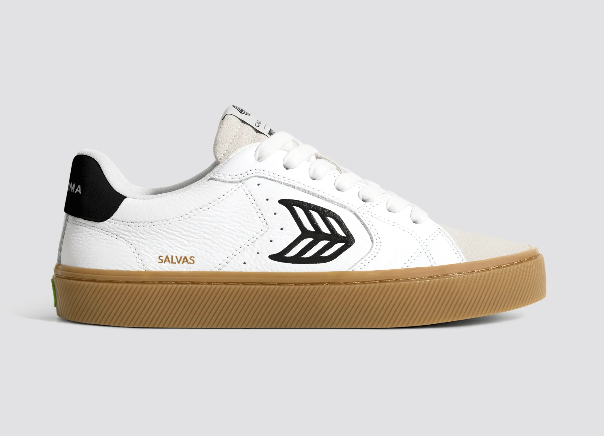 SALVAS Gum White Premium Leather Vintage White Suede Black Logo Sneaker Men sold by Cariuma product image thumbnail 3