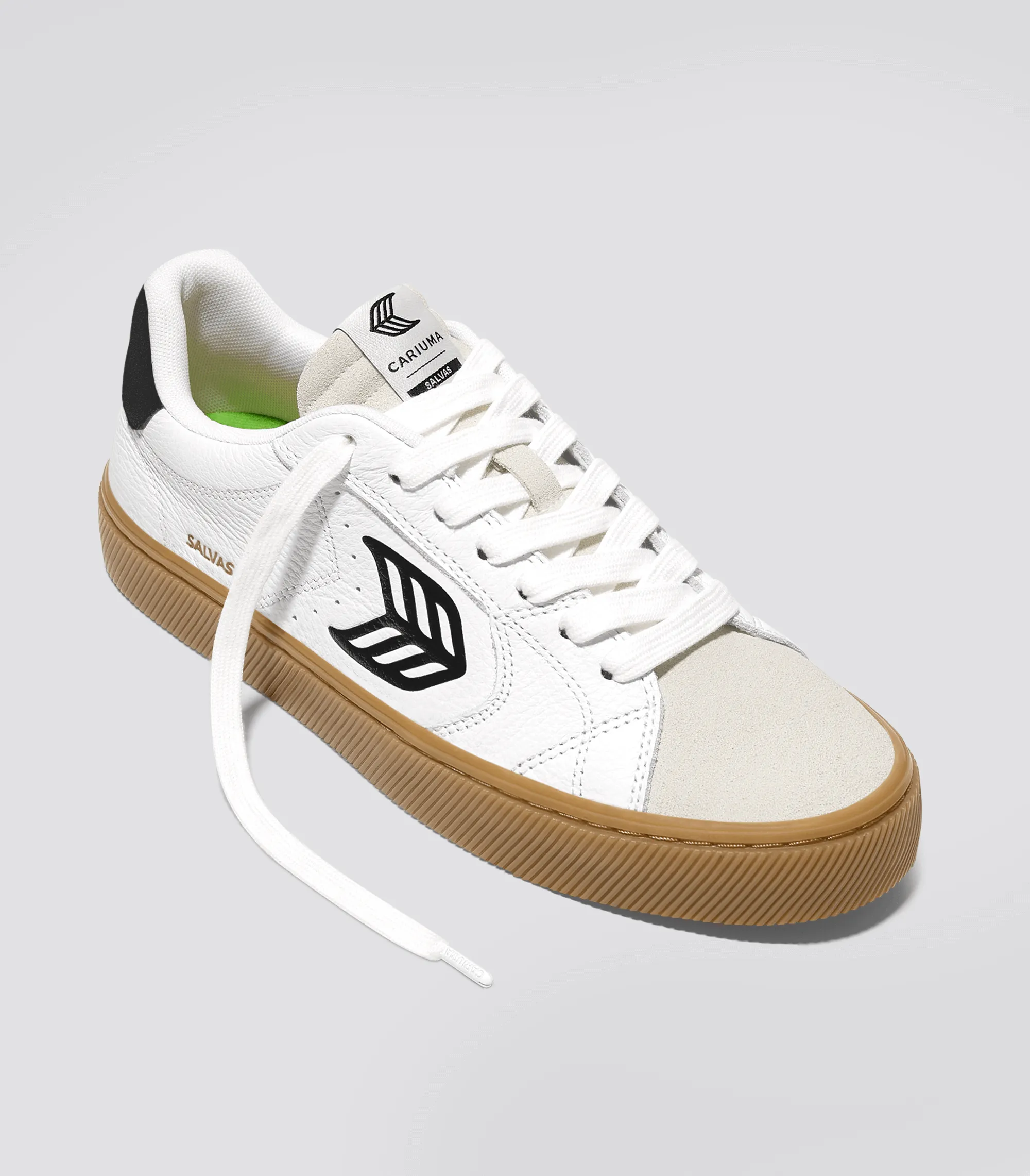 SALVAS Gum White Premium Leather Vintage White Suede Black Logo Sneaker Men sold by Cariuma product image thumbnail 2