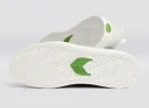 VALLELY White Leather Smoke White Suede Silver Logo Sneaker Women sold by Cariuma
