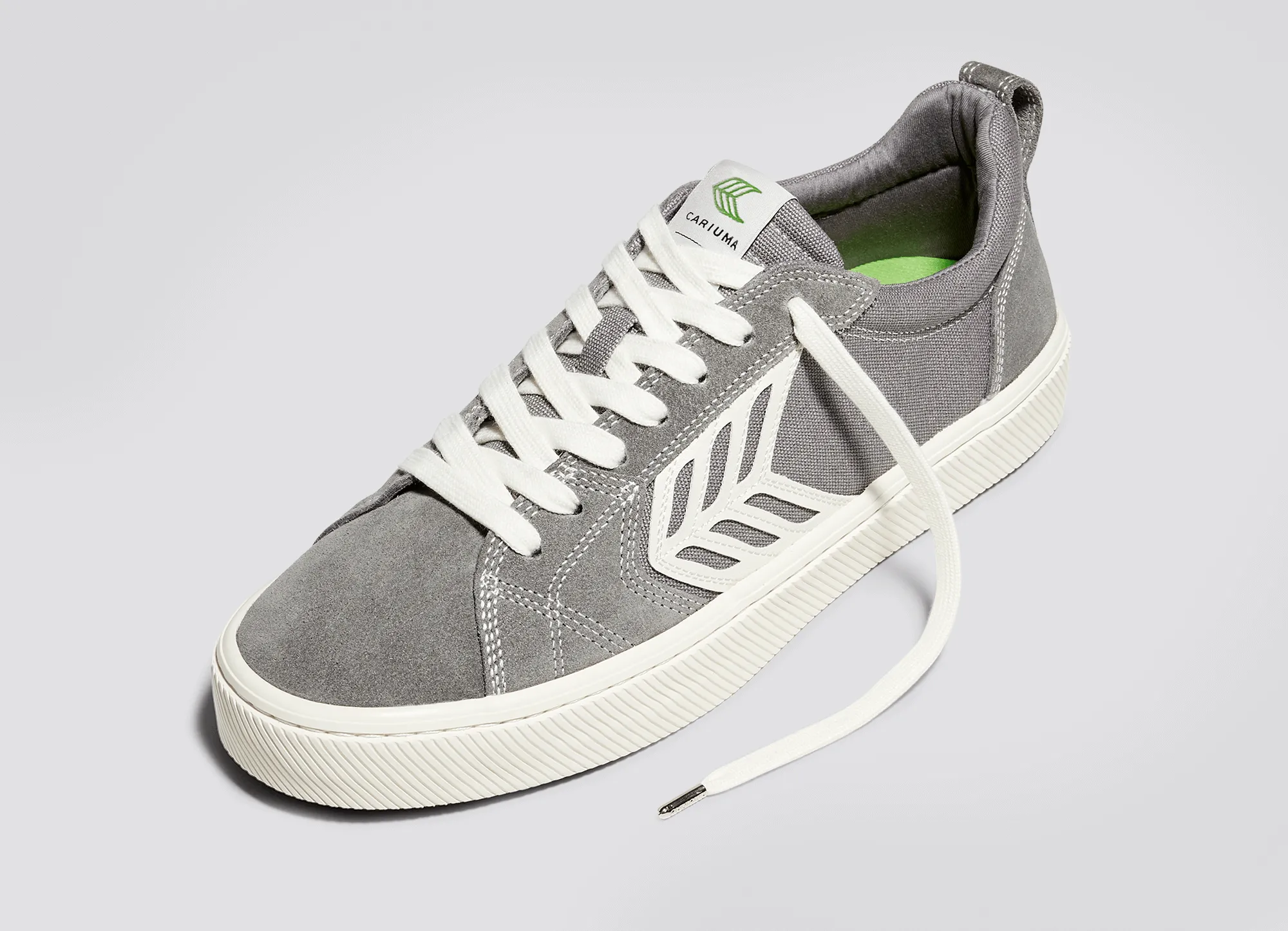 CATIBA PRO Low Charcoal Grey Suede and Canvas Contrast Thread Ivory Logo Sneaker Men Left sold by Cariuma product image thumbnail 4