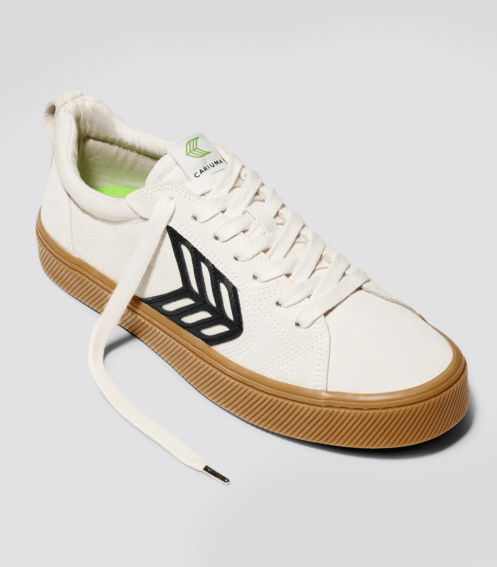 CATIBA PRO Low Gum Vintage White Suede and Canvas Black Logo Sneaker Women Right sold by Cariuma product image thumbnail 2