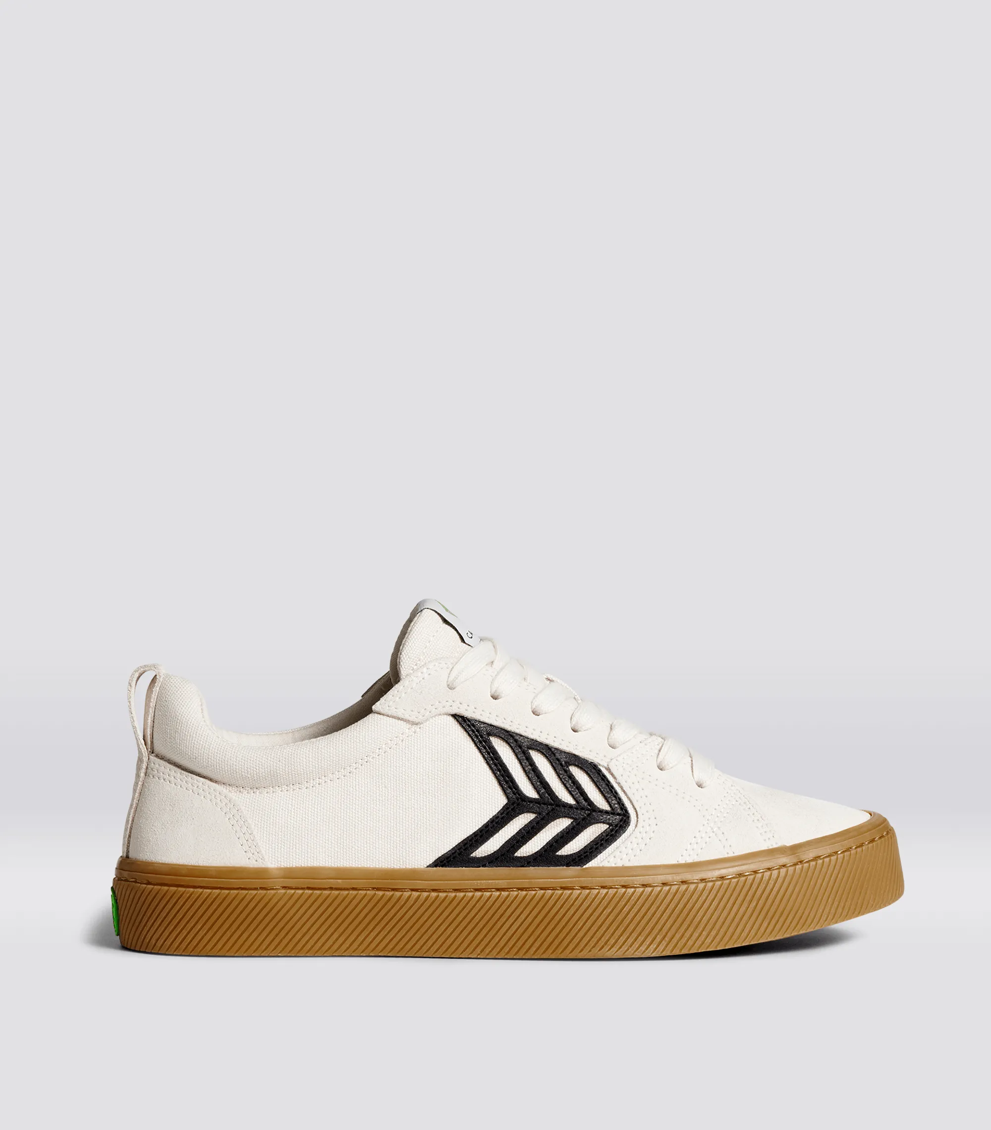 CATIBA PRO Low Gum Vintage White Suede and Canvas Black Logo Sneaker Women Right sold by Cariuma