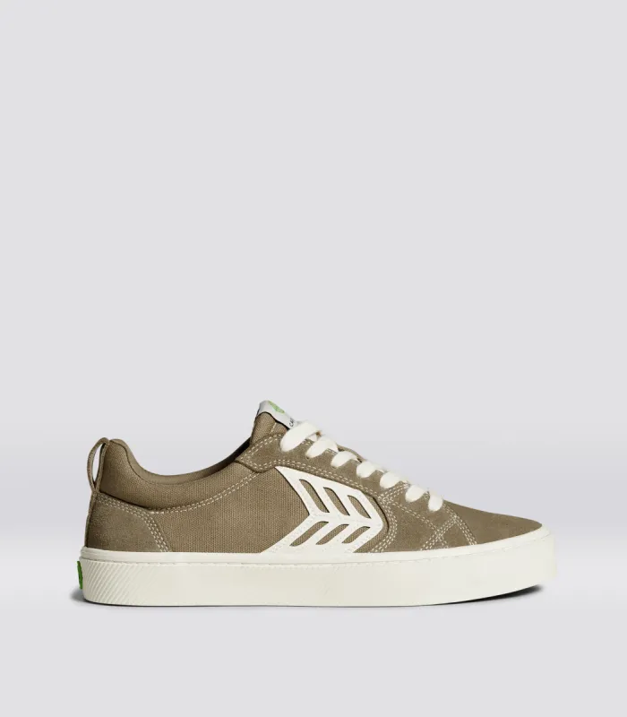CATIBA PRO Low Burnt Sand Suede and Canvas Contrast Thread Ivory Logo Sneaker Women sold by Cariuma