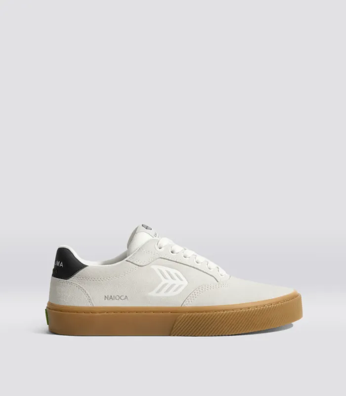 NAIOCA Gum Vintage White Suede Off-White Logo Black Sneaker Women sold by Cariuma