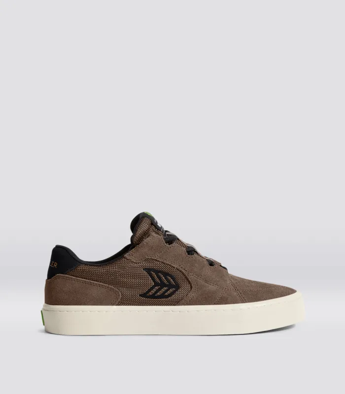 T20 PRO Dark Khaki Suede and Mesh Black Logo Sneaker Men made by Cariuma