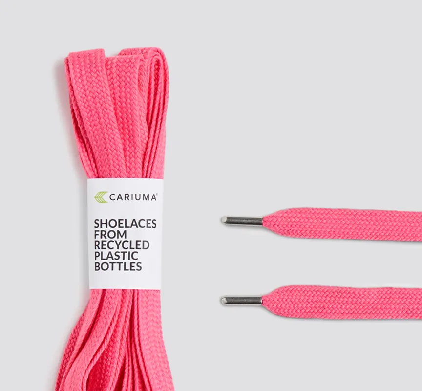 Shoe Lace Wide Pink Lemonade with H Silver Tip sold by Cariuma