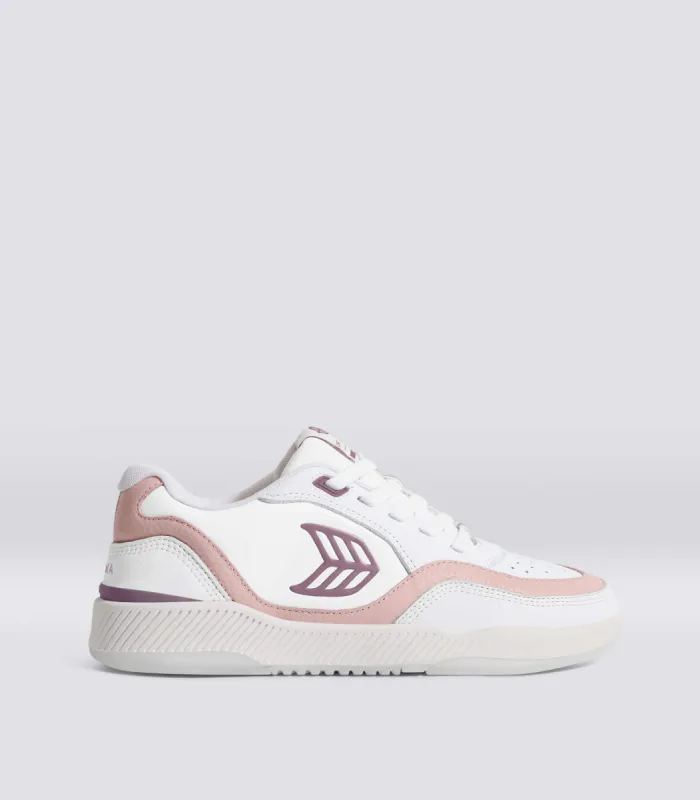 UBA White Premium Leather Dark Rose Logo Sneaker Women sold by Cariuma