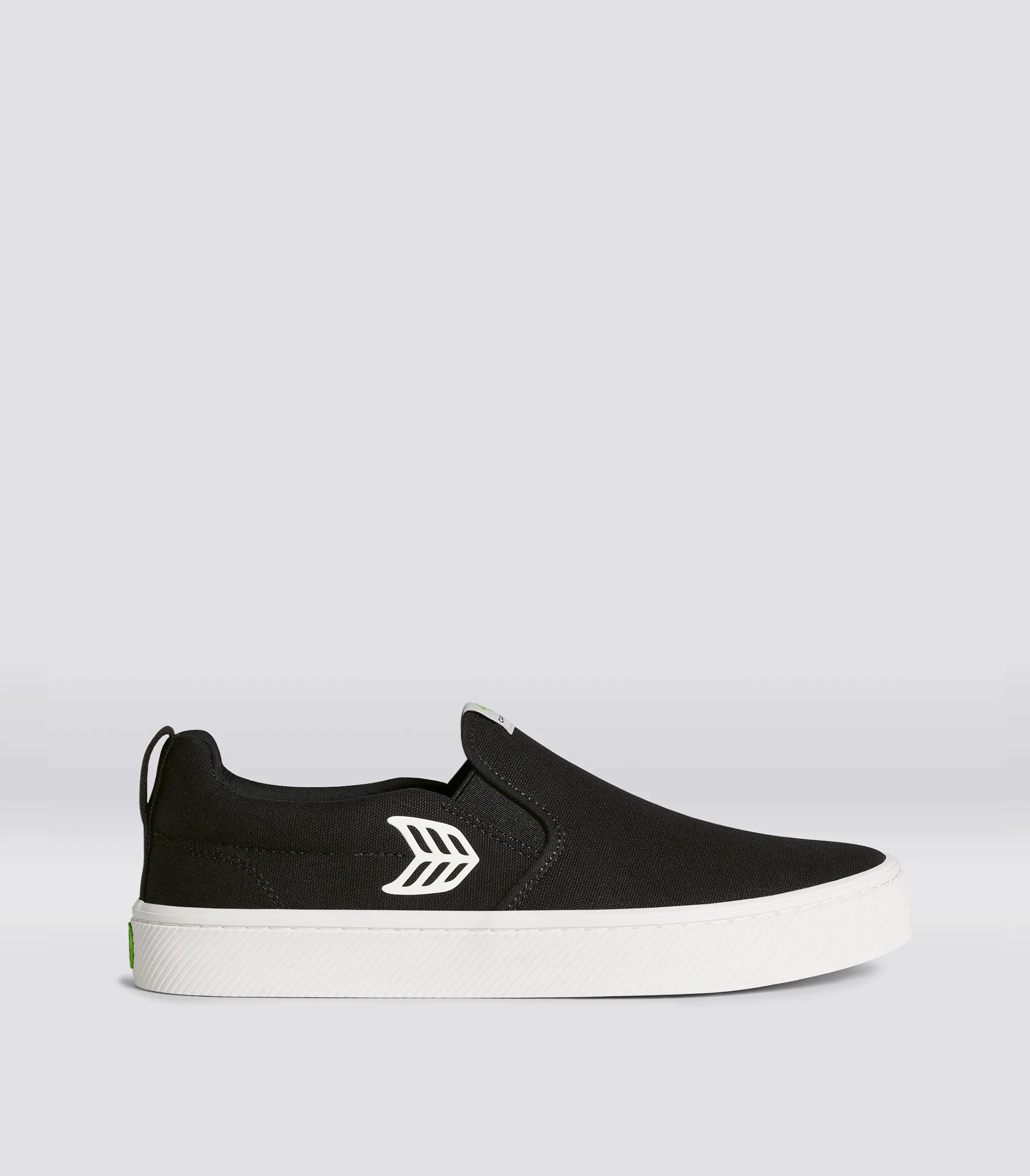 SLIP ON Black Canvas Off-White Logo Sneaker Women sold by Cariuma