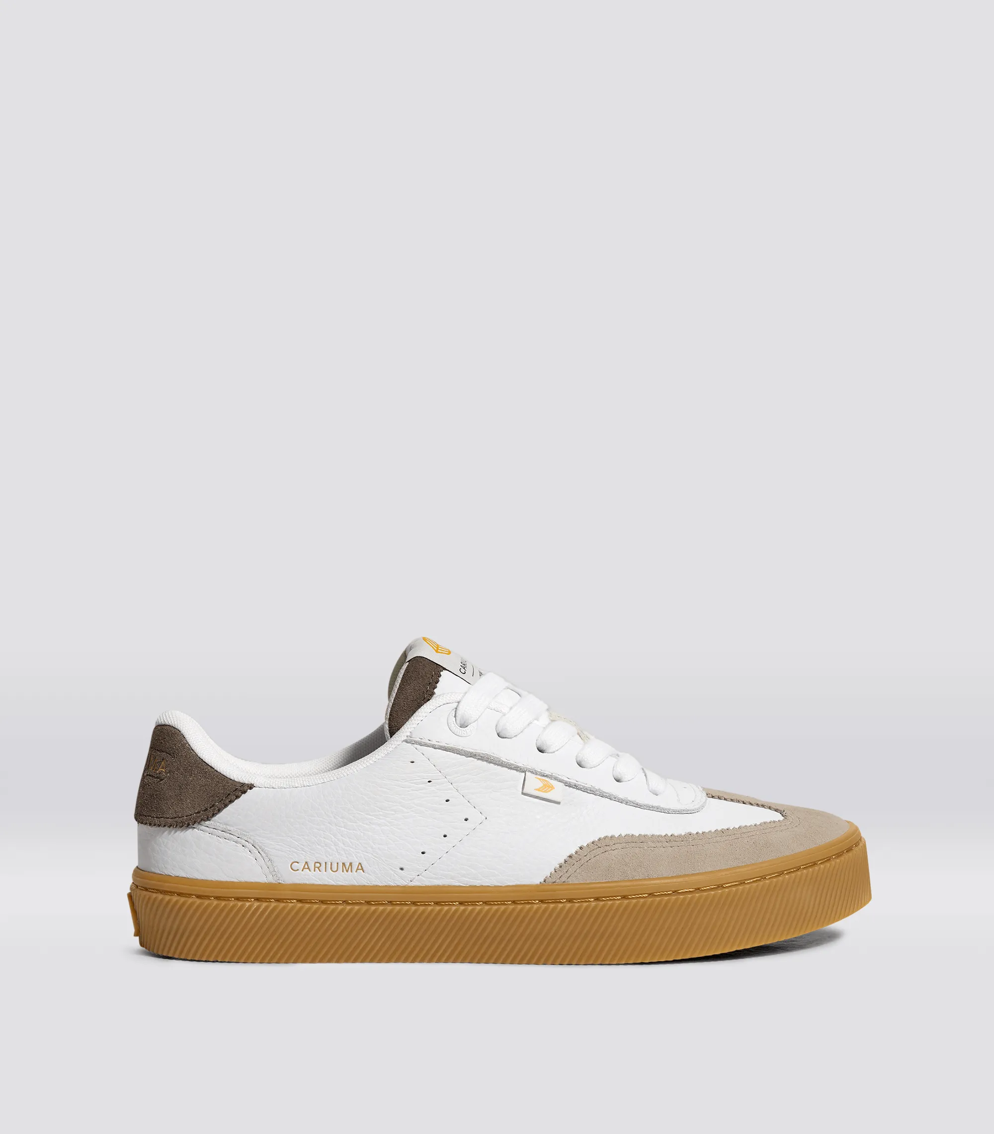 TOCA Gum White Premium Leather Plaza Taupe Suede Dark Khaki Sneaker Men sold by Cariuma