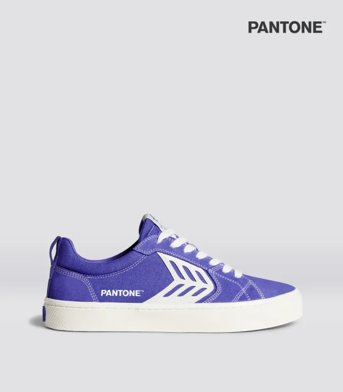 CATIBA PRO Low Pantone Very Peri Suede and Canvas Contrast Thread Ivory Logo Sneaker Women sold by Cariuma