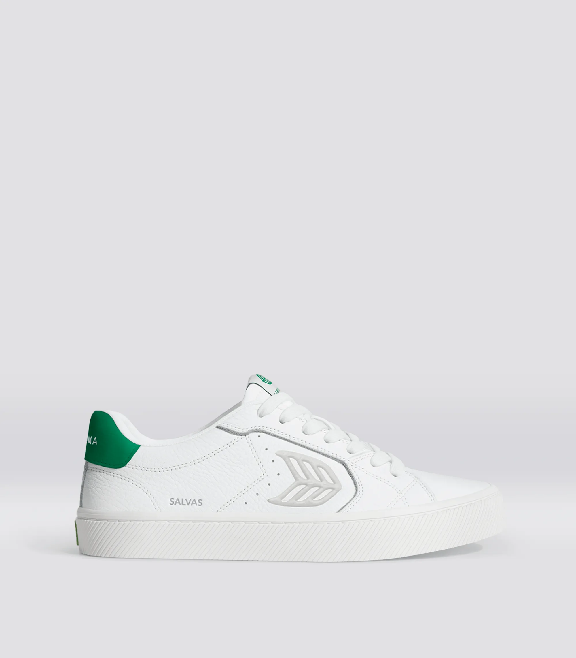 SALVAS White Premium Leather Ice Logo Green Sneaker Women sold by Cariuma