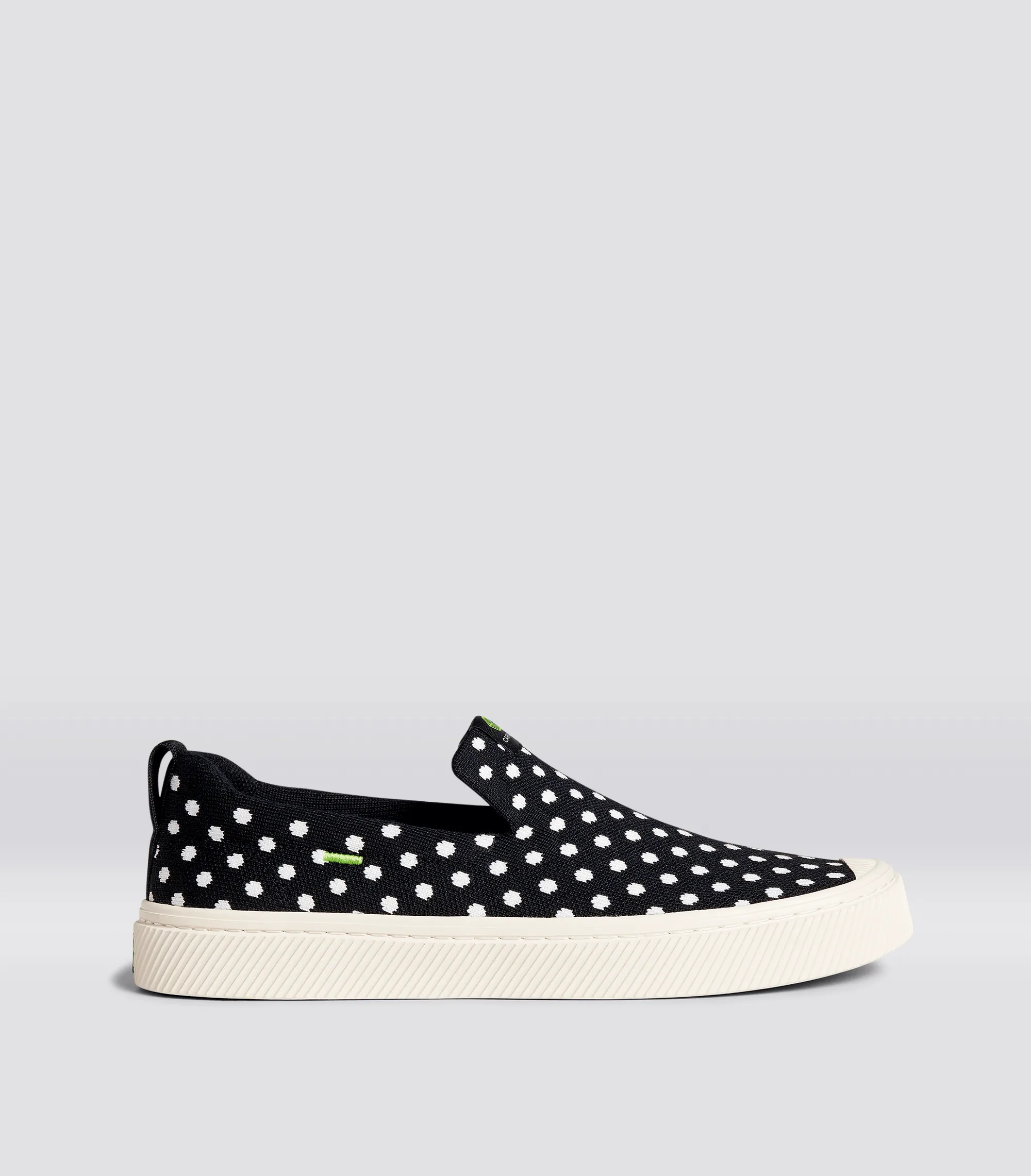 IBI SLIP-ON Black Knit White Polka Dots Sneaker Men sold by Cariuma