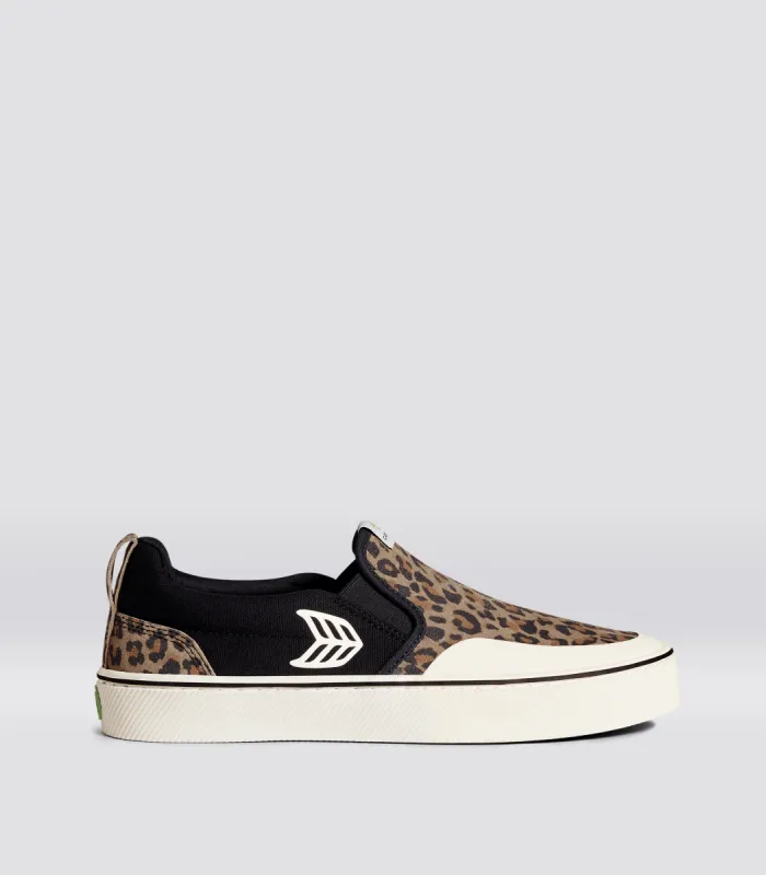 SLIP-ON PRO Leopard Print Suede Black Canvas Ivory Logo Sneaker Women sold by Cariuma