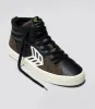 CATIBA PRO High Black Premium Leather Dark Khaki Suede Ivory Logo Sneaker Women sold by Cariuma
