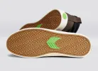 CATIBA PRO High Black Premium Leather Dark Khaki Suede Ivory Logo Sneaker Women sold by Cariuma
