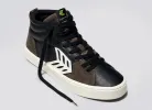 CATIBA PRO High Black Premium Leather Dark Khaki Suede Ivory Logo Sneaker Women sold by Cariuma