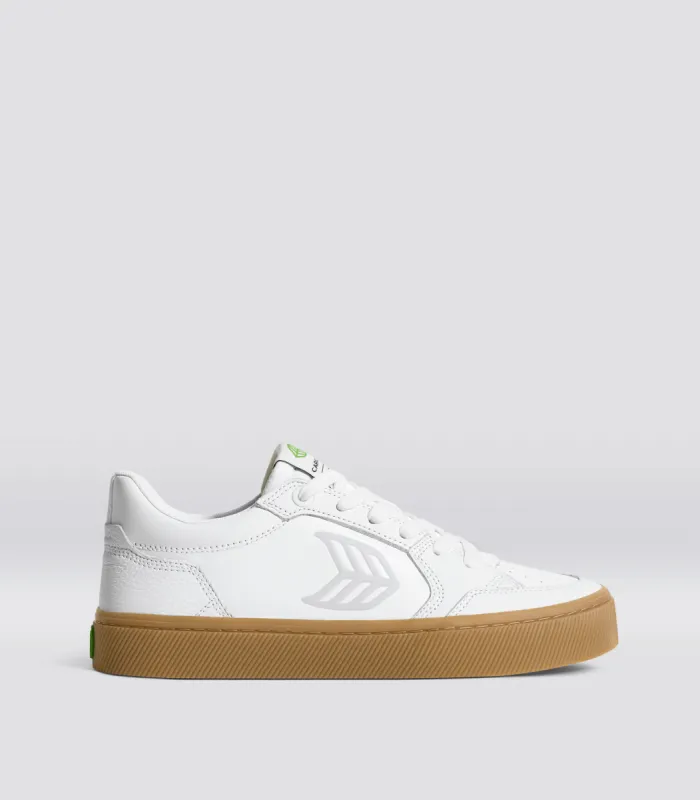 VALLELY Gum White Leather Ice Logo Sneaker Women sold by Cariuma