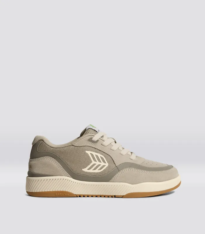 UBA PRO Plaza Taupe Suede and Mesh Almond Milk Logo Sneaker Women sold by Cariuma