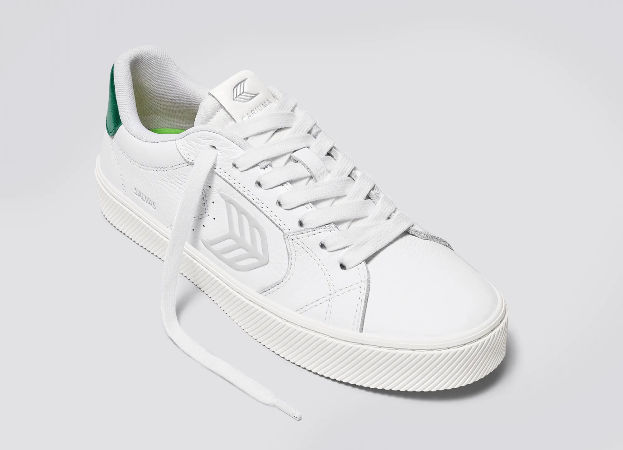 SALVAS White Premium Leather Ice Logo Metallic Green Sneaker Women sold by Cariuma product image thumbnail 4