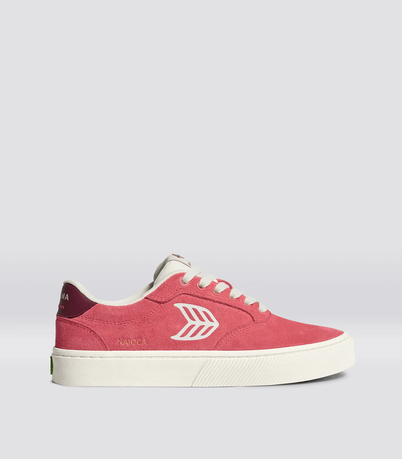 NAIOCA Watermelon Suede Ivory Logo Ruby Wine Sneaker Men sold by Cariuma