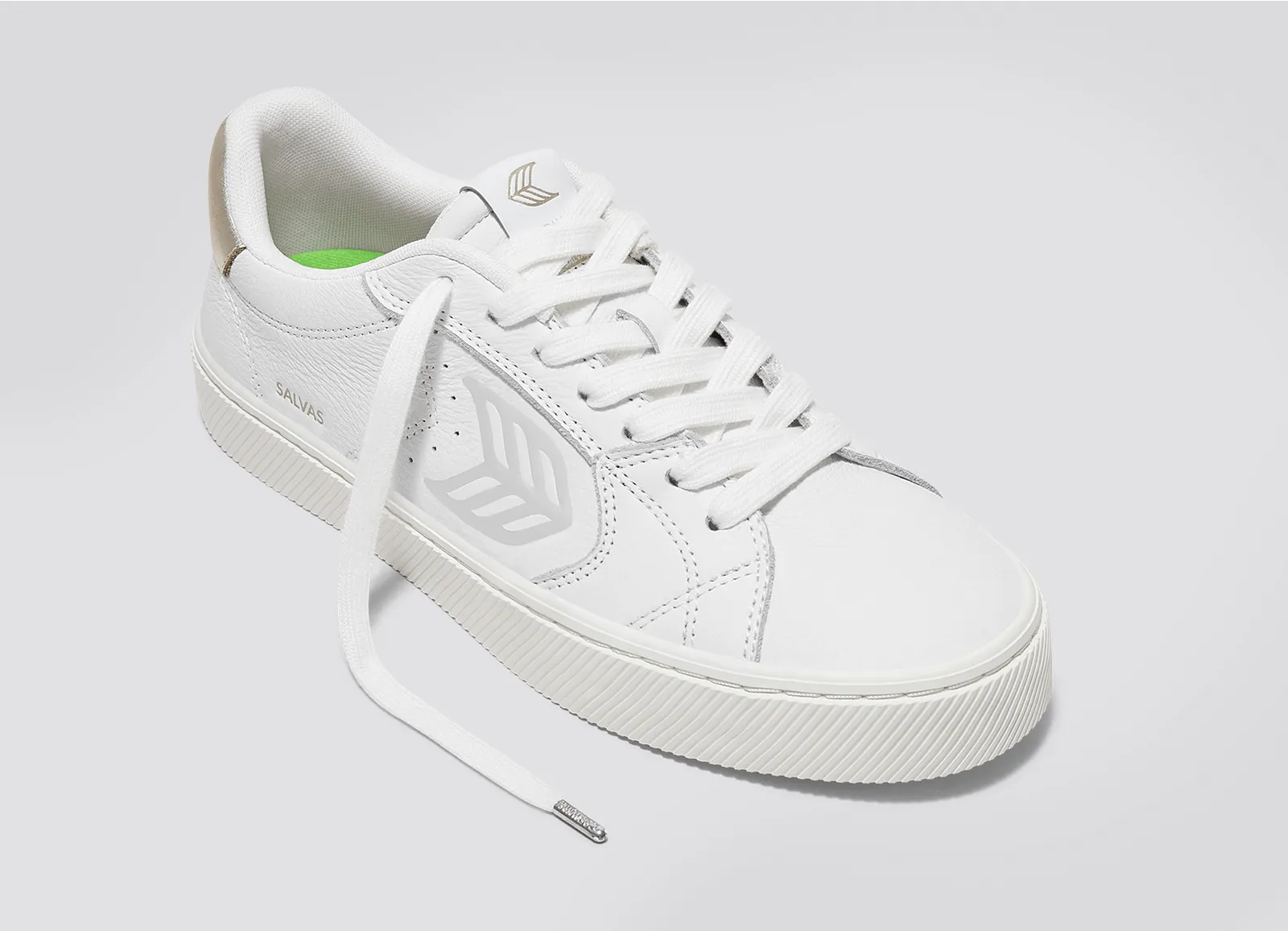 SALVAS White Premium Leather Ice Logo Metallic Gold Sneaker Men sold by Cariuma product image thumbnail 4